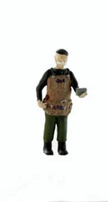 WORKSHOP WORKER with Tool Apron and Box of nails in hand O Scale comes Painted