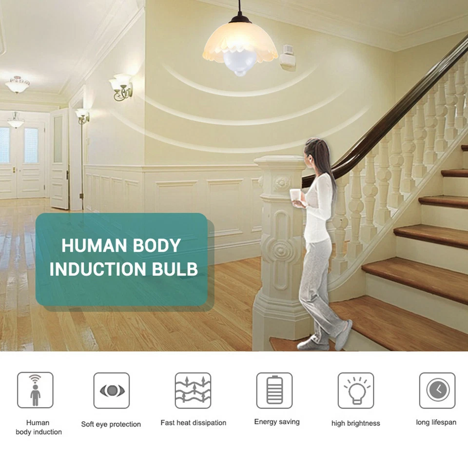 Dusk to Dawn LED Light Bulb PIR Sensor E27 12W Infrared Auto Energy Saving Lamp - Image 3 of 4