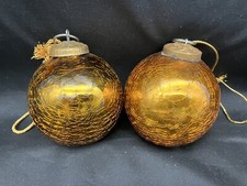 Kugel Style Christmas Ornament Crackled Gold Mercury Glass Lot Of 2
