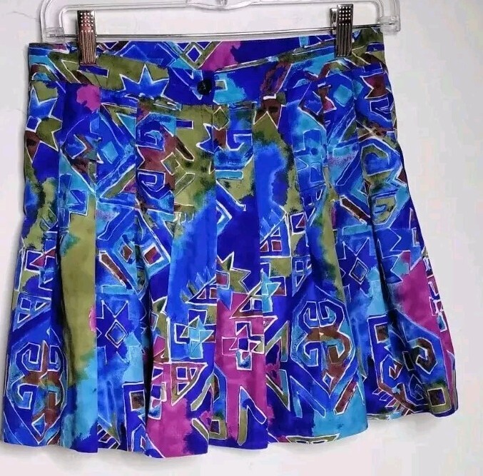 Colorful Silk Tail Tennis Skirt Size 12 Bright USA Made  