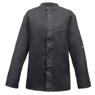 Exner Kochjacke Bikerstyle langarm Druckknöpfe graphit dunkelgrau grau 225 Gr. M