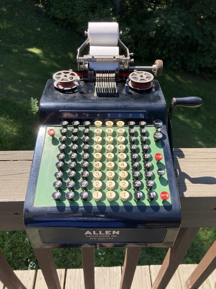A 1938 Bakelite adding machine made in New York — this is less 'calculator' and more sculptural Art Deco artifact that doubles as the most interesting thing on any desk.