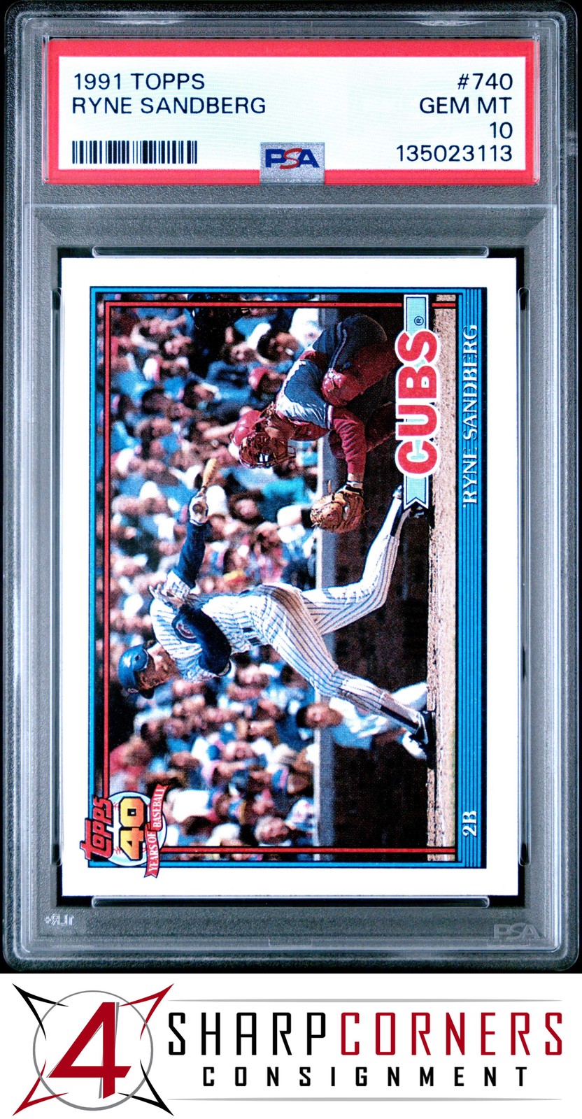 1991 TOPPS #740 RYNE SANDBERG CUBS HOF PSA 10