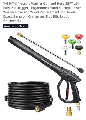 #ad Pressure Washer Gun and Hose 25FT with Easy Pull Trigger Ergonomics Handle ... $50.00