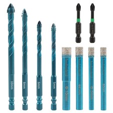 10 Pack Dry Diamond Drill Bits,Tile Drill Bit Set for Ceramic,Porcelain,Marbl...