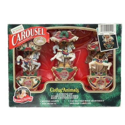 Vtg Mr Christmas Carousel Ornaments String of 3 Circus Animals Horse Lights