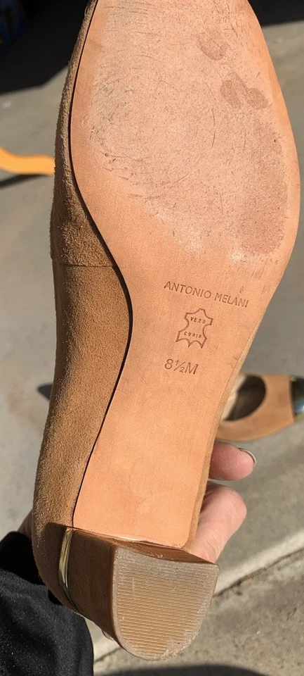 Antonio Melani Tacones Gamuza Tostada 2 Tonos Metal Puntera 8.5 M Metálico Foto 4 de 4