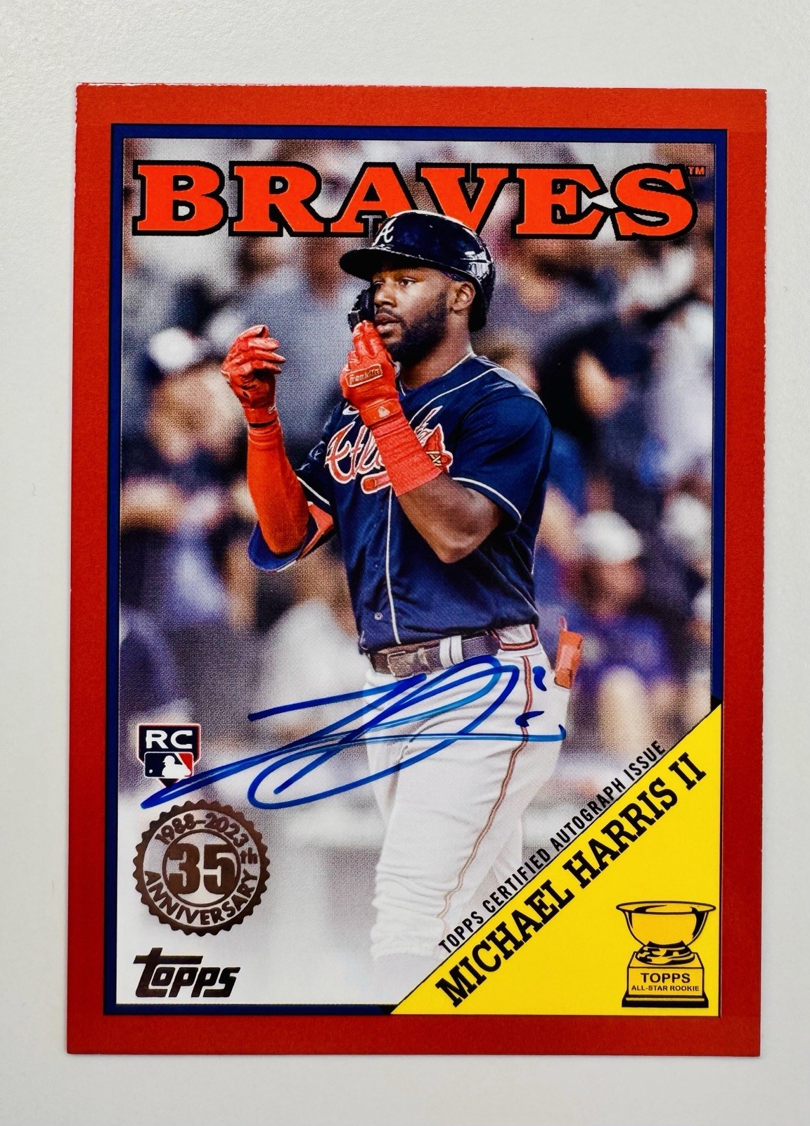 2023 TOPPS UPDATE 1988 TOPPS AUTO RED MICHAEL HARRIS II RC #/25