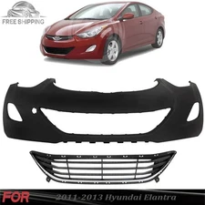 Front Bumper Cover Fascia & Grille Assembly For 2011-2013 Hyundai Elantra