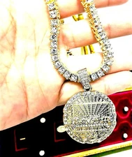 LAST SUPPER Iced Out Pendant & 5MM 26" Tennis Chain–Men’s 14K Gold Plated Bling