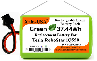 Replacement Battery 2600mAh for Tesla RoboStar iQ550 Robot Vacuum, P/N:106936