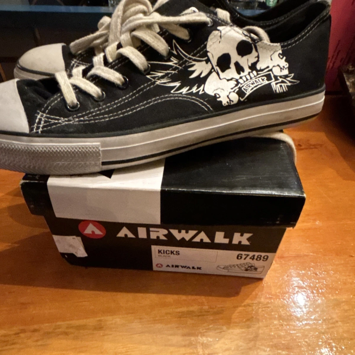 Vintage Airwalk Skate Skull Skateboarding Shoes Mens Size 8 Black Suede Vintage 90s Airwalk Skateboard Shoes Size: 8.5... | Depop main image 4