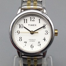 Timex Easy Reader Indiglo Womens Watch 25mm White Dial Two Tone New Battery 7"