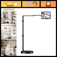 Adjustable Tablet Floor Stand - Aluminum iPad Holder for Bed, Desk Floor Use