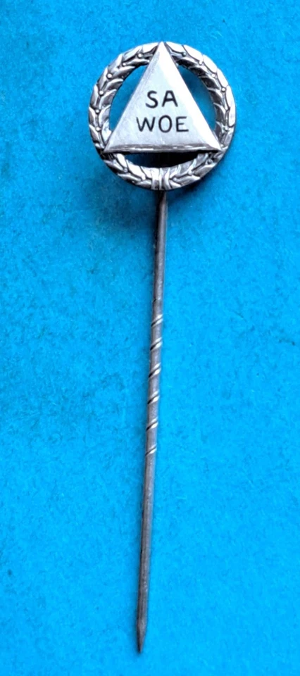 Silberne SA WOE , Sager & Woerner Bau Atlantikwall - Ehrennadel mit 935 gestempe - Bild 2 von 3