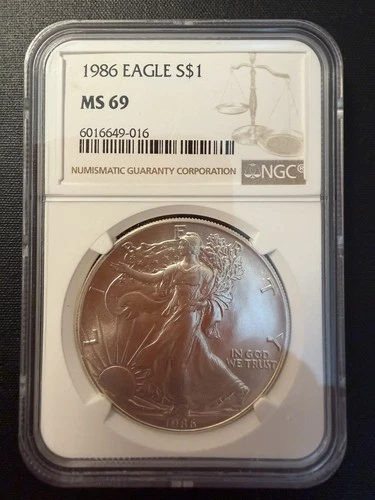 1986 American Silver Eagle Coin - NGC MS69
