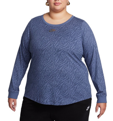 Nike Plus Size Sportswear Essentials Long-Sleeve Top Diffused Blue 2X NEW!!