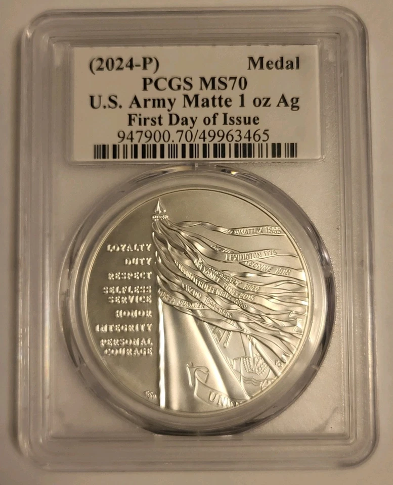 2024-P U.S. Army 1oz Silver Medal PCGS MS70 FDOI General George Casey Jr. Signed - Image 2 of 2