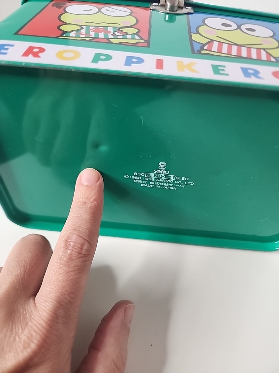 Sanrio Keroppi Green Metal Lunchbox Vintage Collectible Metal 1988