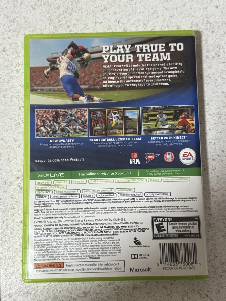 2013 NCAA Football Microsoft Xbox 360 Complete w/ Manual & Game CIB Tested Mint - Image 2 of 4