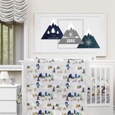 TANOFAR 4 Piece Crib Bedding Set for Girls, Baby Nursery Full, Mountain