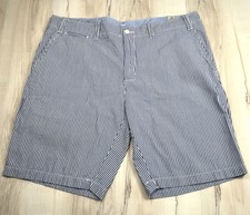 POLO Ralph Lauren Mens 38 Blue/White Cotton Seersucker Classic Fit 9" SHORTS EUC