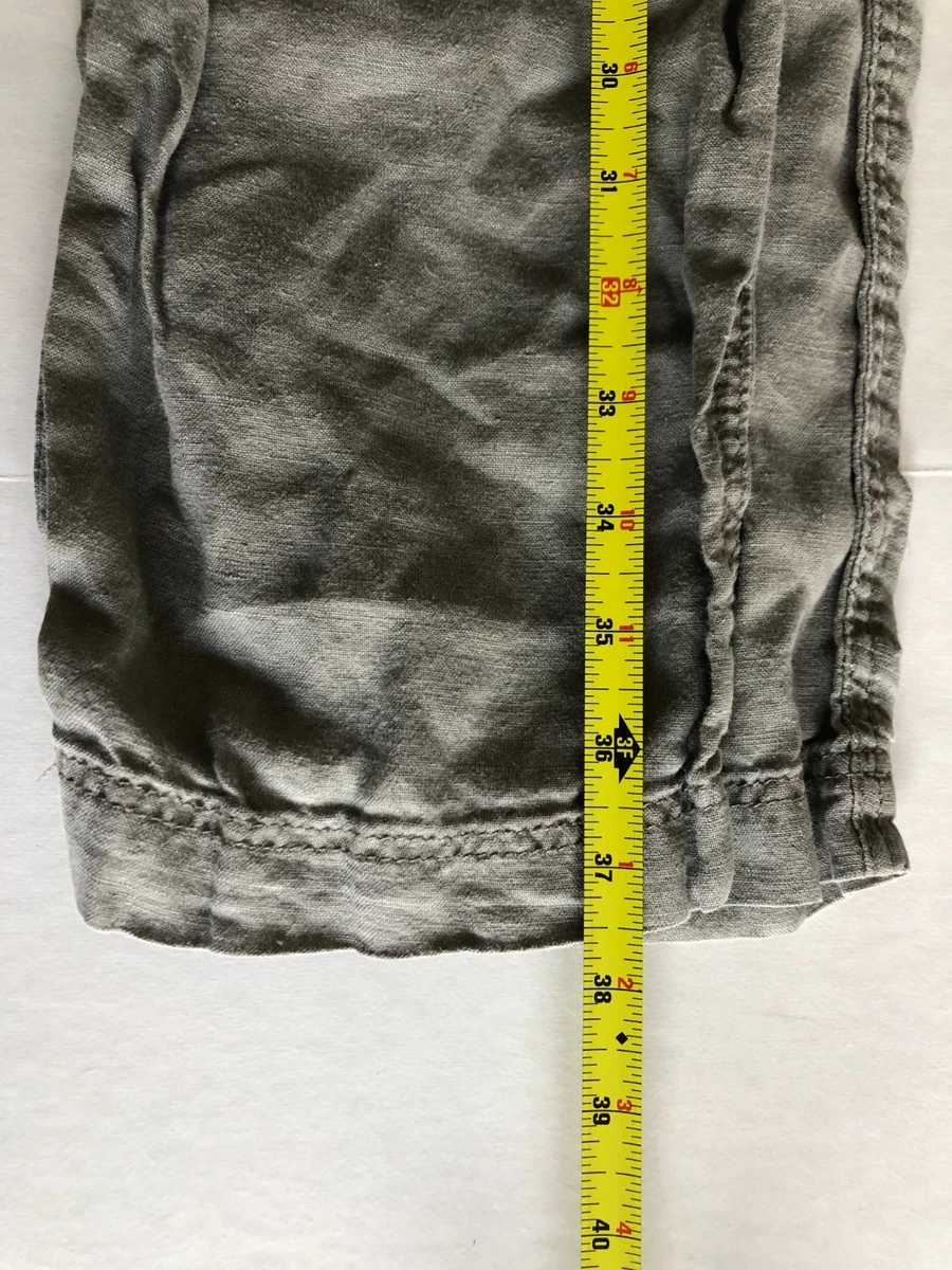 Pantalón H&M Mujer XL Gris Cintura Elástica Cordón Tiro Alto Frente Plano Informal Boho
