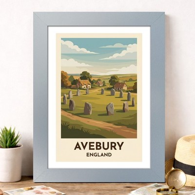 Avebury, England Travel Poster Giclee Art Print 208-1