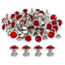 50Pcs Silver Red 8mm/0.31" Leather Rivets for DIY Leather Making