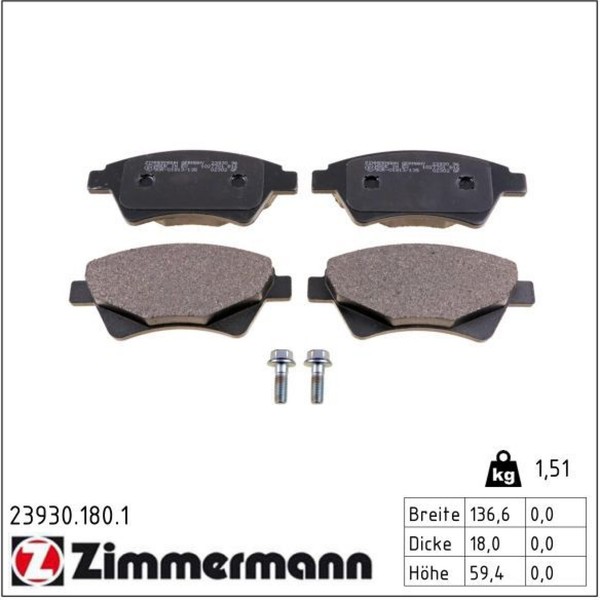 Zimmermann 23930.180.1 Bremsbelagsatz FüR Renault Megane Scenic Kangoo Grand-image