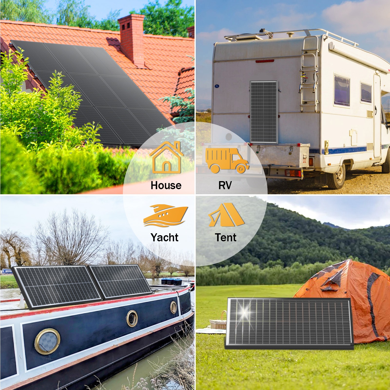 Pv Rv 100 Watt Solar Panel Bifacial N-Type 12V Home PV Power Off-Grid RV ...