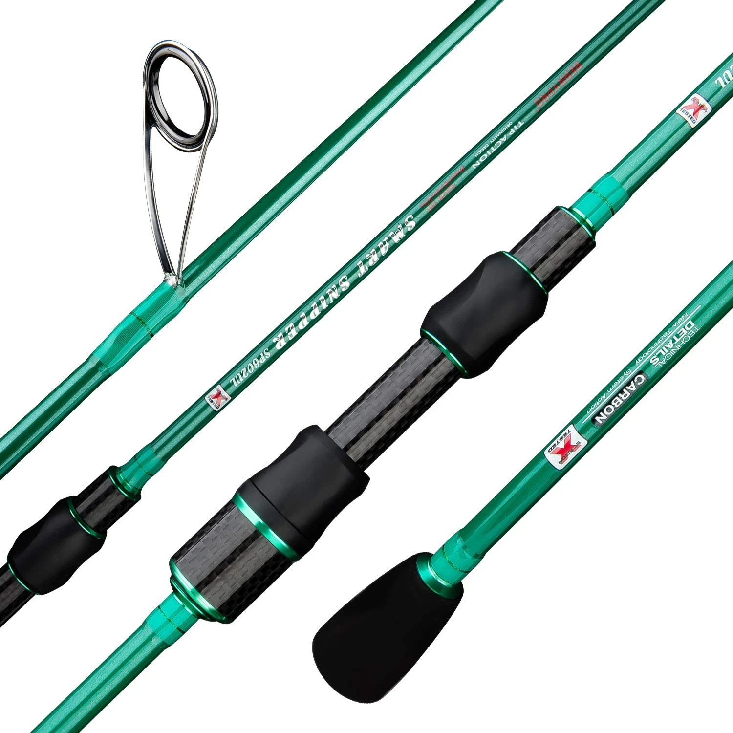 Ultralight Travel Spinning Rod, Fast Action, Solid Carbon Tip, 2-8lbs, 6'6" 2pc