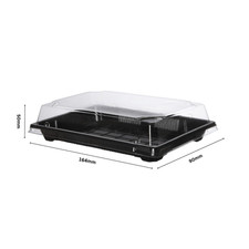 50pcs 164x90x50mm Black Disposable Black Sushi Box with Clear Lids Take Out Tray