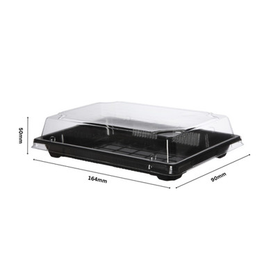 50 Stück 164x90x50 mm Schwarz Sushi Box mit Klardeckel Herausnehmschale Lebensmittelbehälter