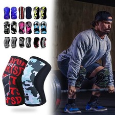 Pair Knee Sleeves Support Crossfit Weight Lifting Sport Compression Brace Unisex