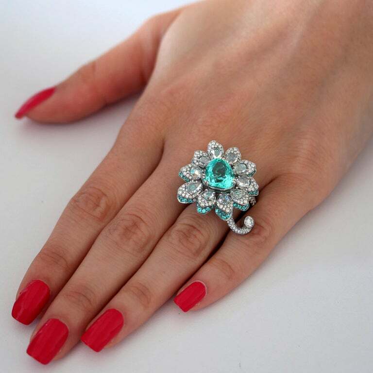 Flawless Paraiba Tourmaline With Sparkling Cubic Zirconia