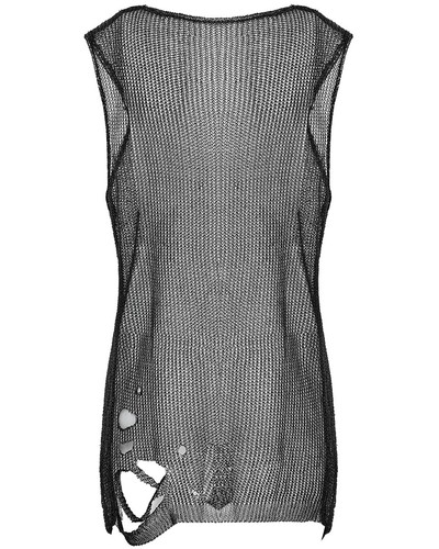 Punk Rave Womens Apocalyptic Grunge Shredded Faux Chainmail Sleeveless Sweater - Picture 3 of 11