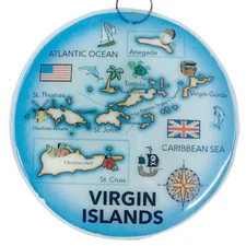 Virgin Islands Christmas Tree Ornament - Art Glass Light Catcher Map Decor