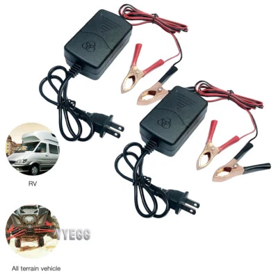 2-Pack 12V Battery Charger Maintainers - Trickle Charger For Car, Truck, Motorcycle