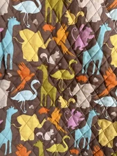 Unfinished quilted baby quilt top Central Park Kate Spain for Moda Animal 36x42