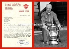 LIVERPOOL FC LEGEND BILL SHANKLY 1970 SIGNED PRE-PRINT + WITH 1974 FA CUP PRINT
