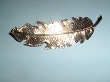 GOLDEN FEATHER HAIR BARRETTE 3.5" NEW W TAG