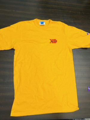 Chi Phi Champion Short Sleeve T Gold with Embroidered Letters SMALL