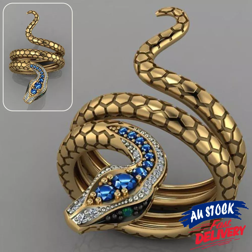 Sizes 7 9 Folk custom Snake Ring Wraparound Gold