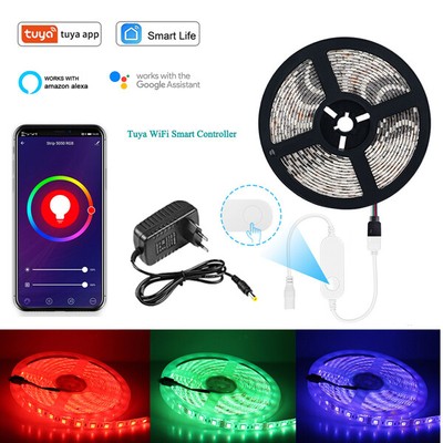 TUYA 1-10m WIFI RGB LED Stripe Leiste Streifen 5050 Lichterkette Fr Alexa Google