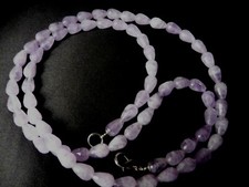 COLLIER PERLES OVALES en AMETHYSTE claire  PIERRE SEMI PRECIEUSE - NEUF