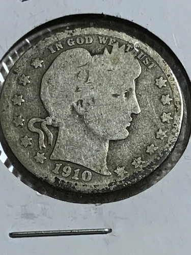 1910 D   BARBER QUARTER  -  G/VG  (ESTATE SALE ITEM)