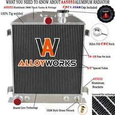 4 Row Radiator For Ford Hi Boy Hotrod Grill Shells Ford V8 Engine 3.3L 1932