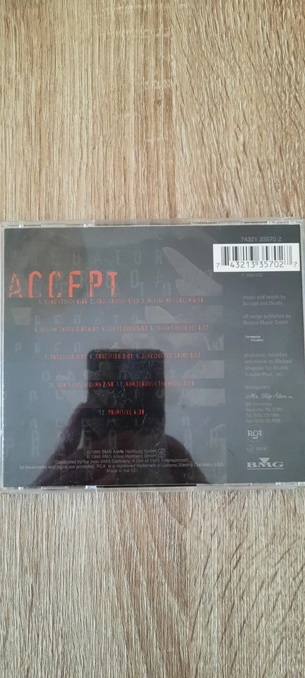 Accept (Ger) "Predator" CD 1996 - Bild 2 von 4