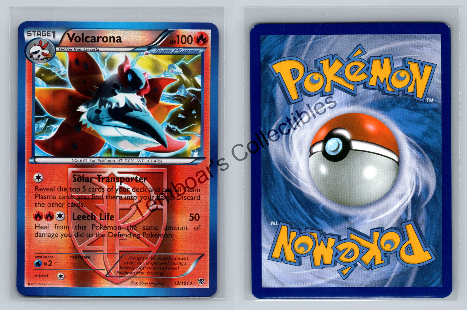 Volcarona #13/101 ◓ 2013 BW Plasma Blast ◓ Rare (Reverse Foil) ◓ NM